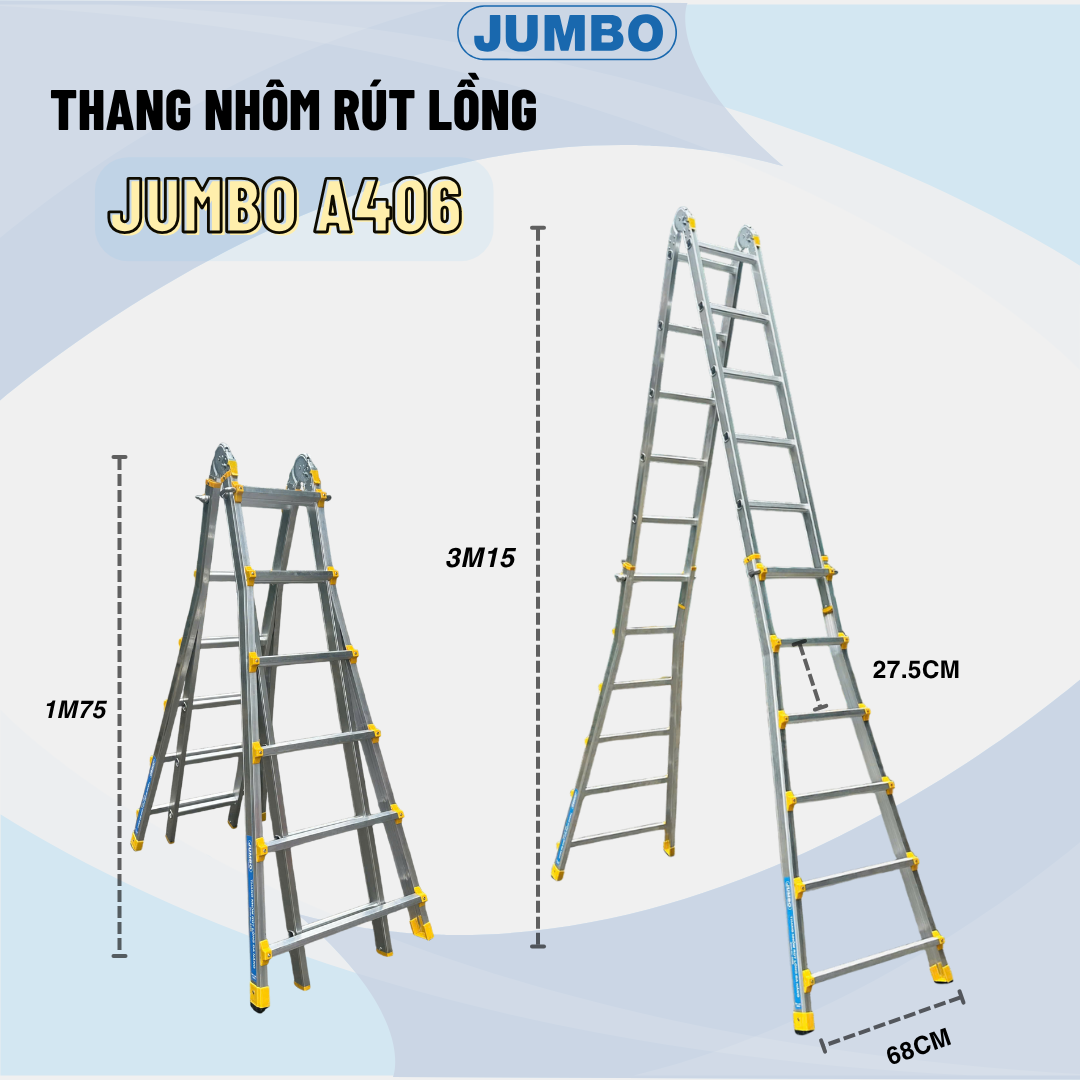 Ưu điểm nổi bật của thang nhôm gấp đa năng Jumbo A406