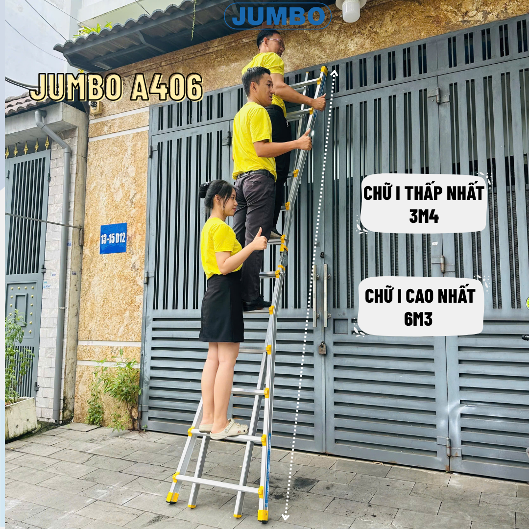 Ứng dụng thực tế của thang nhôm gấp đa năng Jumbo A406