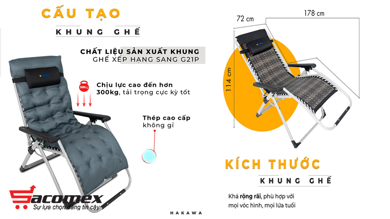 ghế xếp thư giãn Hakawa HK G21P NEW