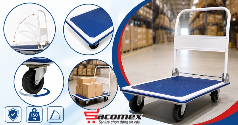 Đặc điểm nổi bật của xe đẩy sàn thép 150kg HL 150