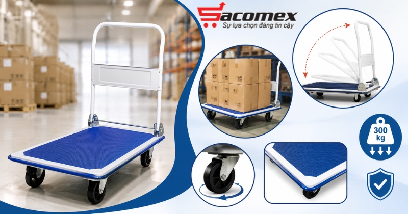Đặc điểm vượt trội của Xe đẩy sàn thép 300kg HL 300 tại Sacomex