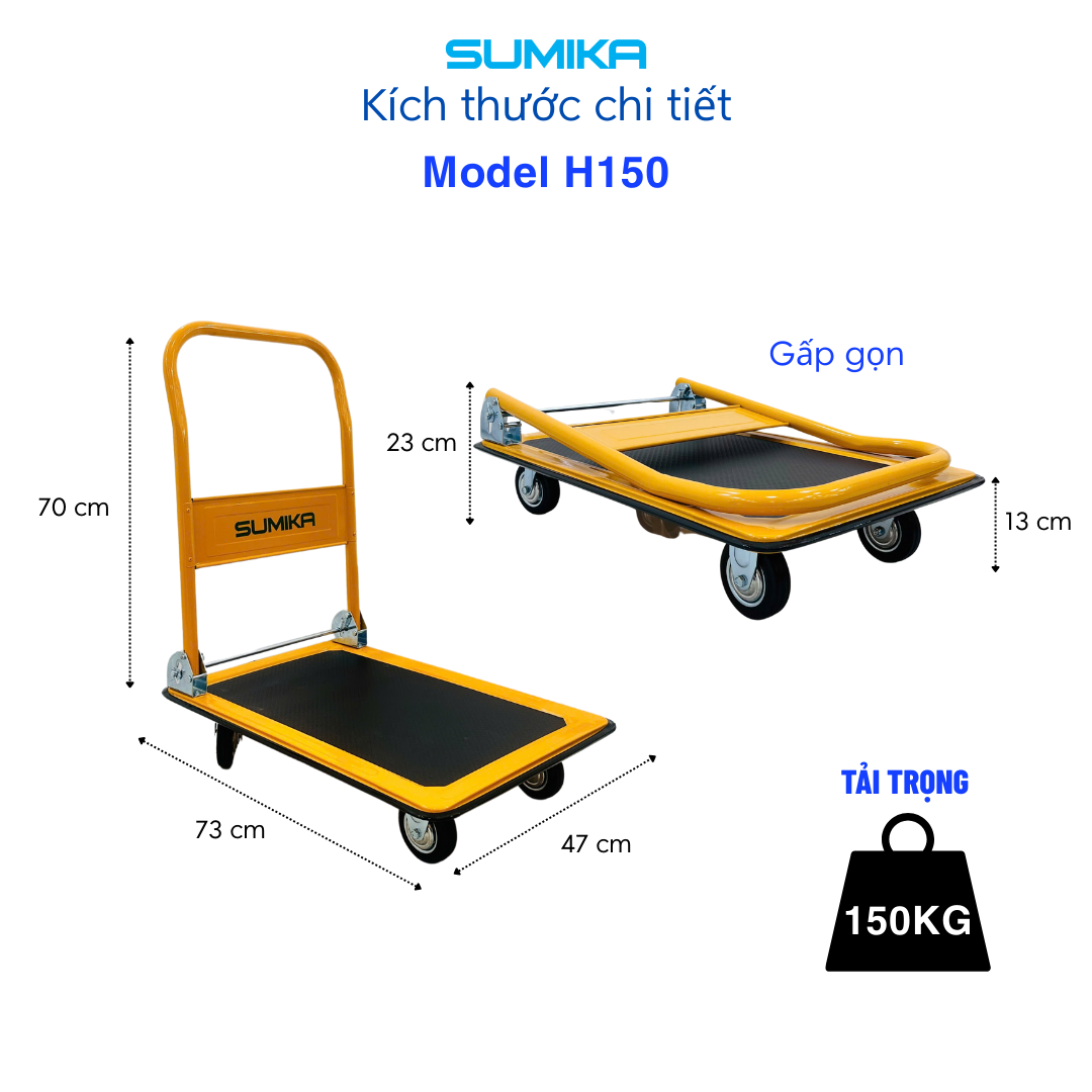 Ưu điểm nổi bật của xe đẩy hàng gấp gọn Sumika H150