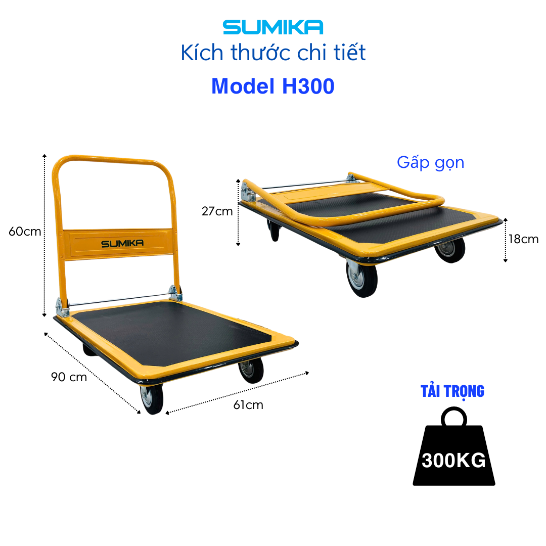 Ưu điểm nổi bật của xe đẩy hàng gấp gọn Sumika H300