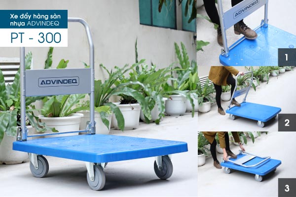 Điểm nhấn cấu tạo khác biệt của xe đẩy hàng sàn nhựa Advindeq PT-300