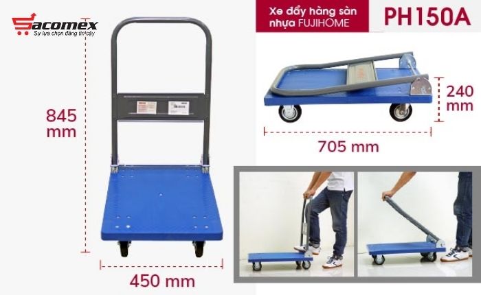 Ưu điểm nổi bật của xe đẩy hàng sàn nhựa Fujihome PH150A