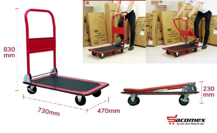 Tính năng nổi bật của xe đẩy hàng sàn thép 4 bánh Fujihome HT-415