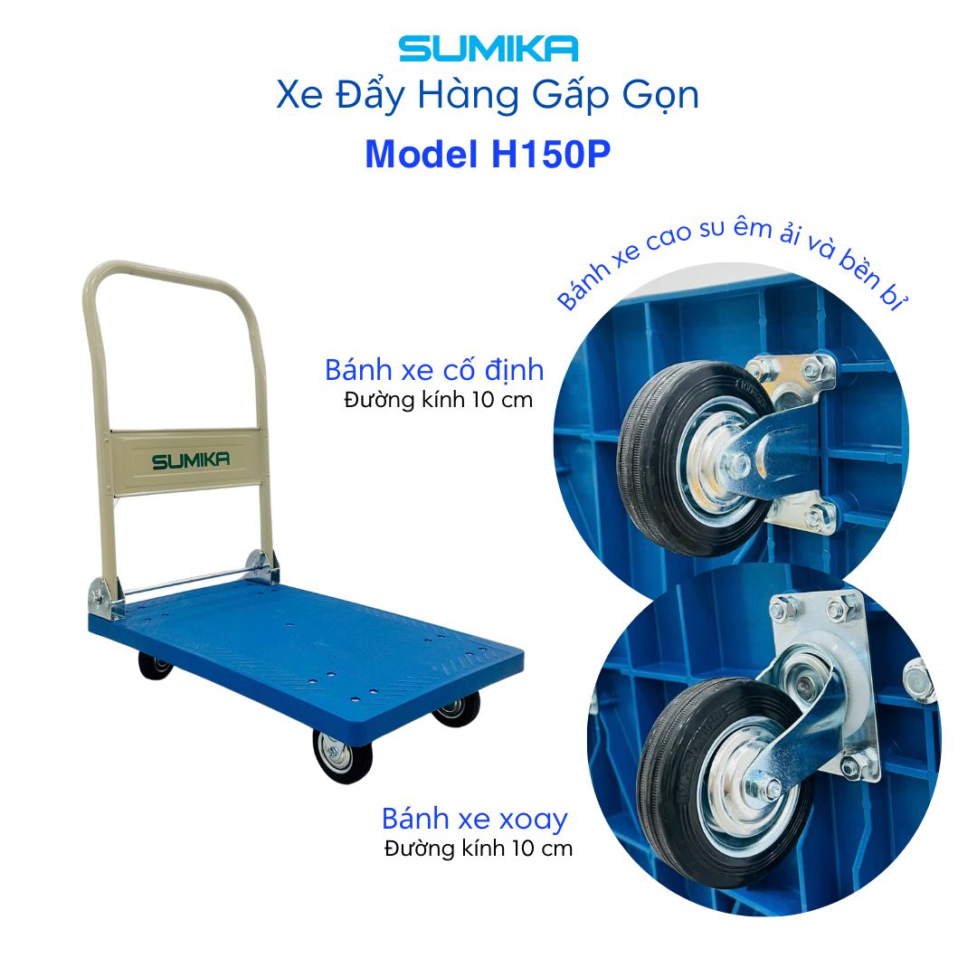 Ưu điểm nổi bật của xe đẩy hàng sàn nhựa Sumika H150P