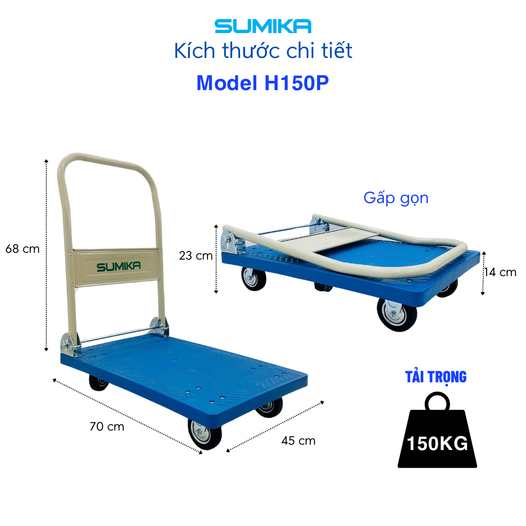 Ưu điểm nổi bật của xe đẩy hàng sàn nhựa Sumika H150P