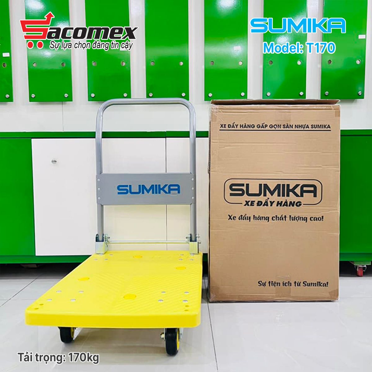 xe đẩy hàng sàn nhựa Sumika T170
