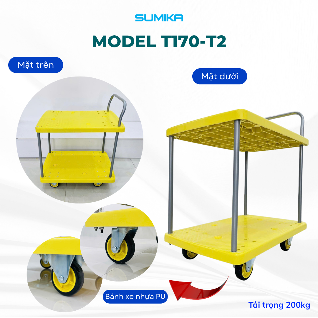 Ưu điểm nổi bật của xe đẩy hàng sàn nhựa Sumika T170-T2