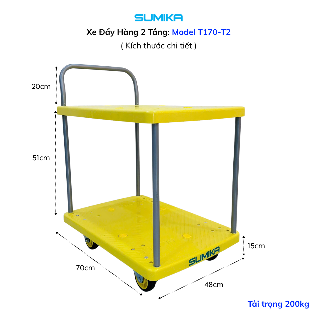 Ưu điểm nổi bật của xe đẩy hàng sàn nhựa Sumika T170-T2