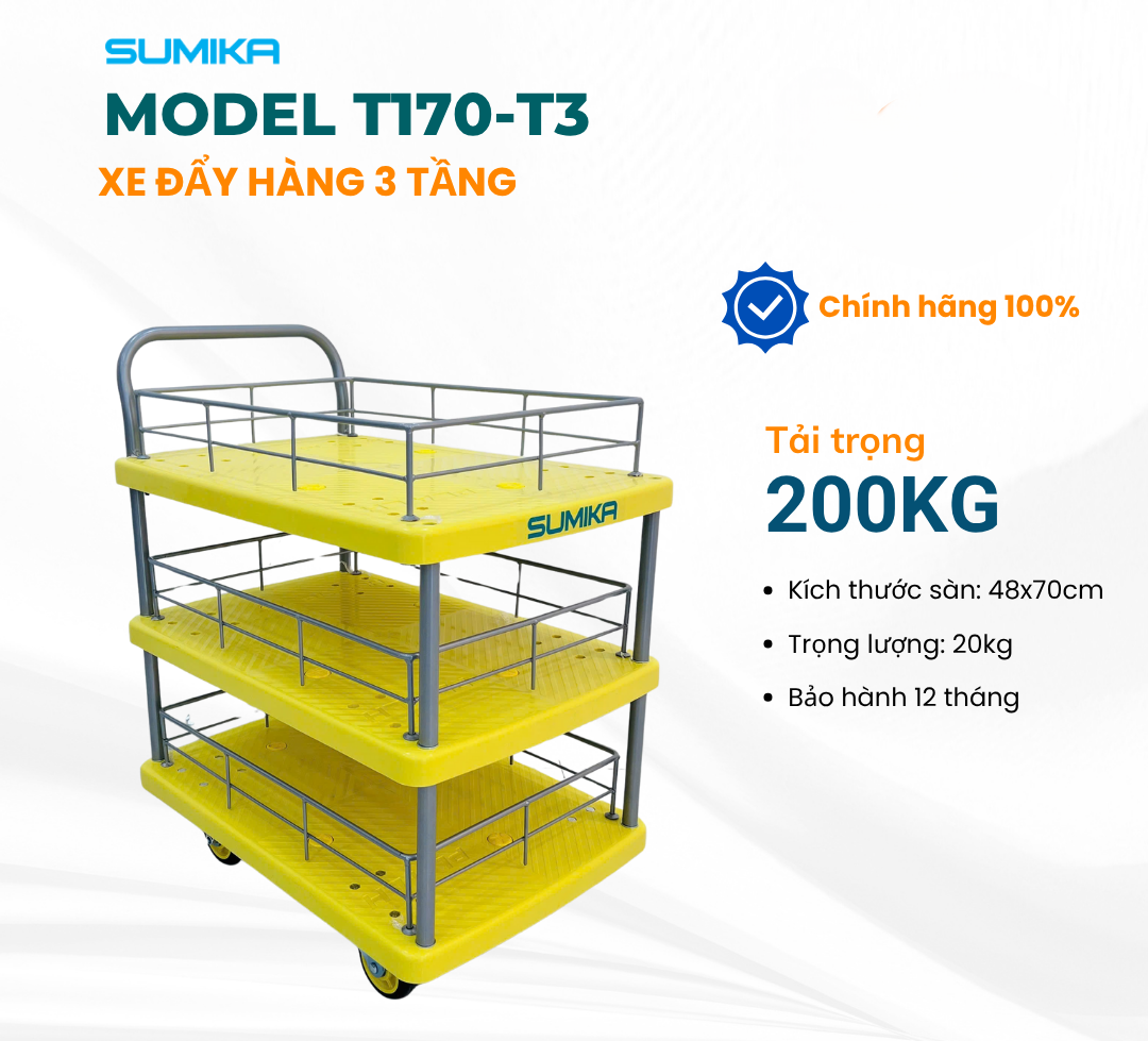Ưu điểm nổi bật của xe đẩy hàng sàn nhựa Sumika T170-T3