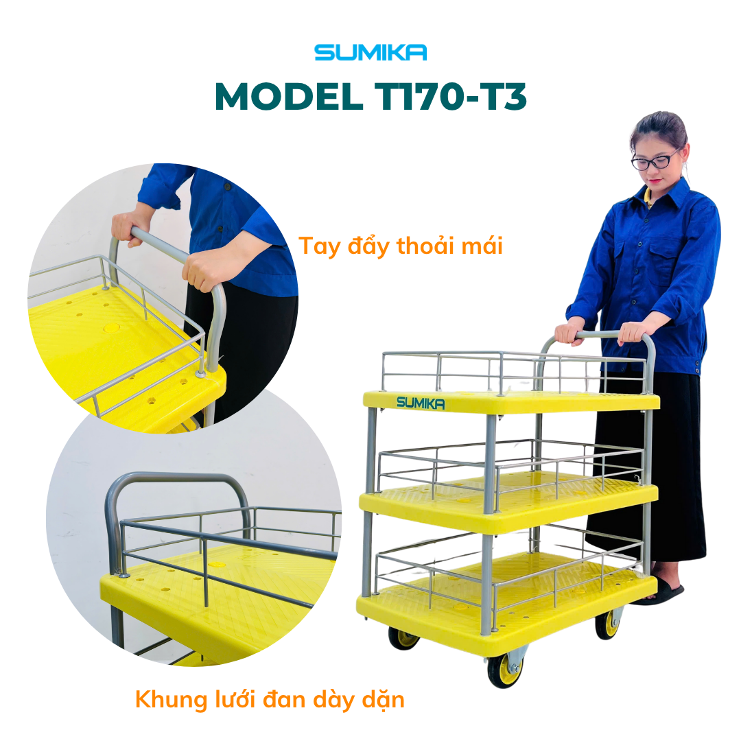 Ưu điểm nổi bật của xe đẩy hàng sàn nhựa Sumika T170-T3