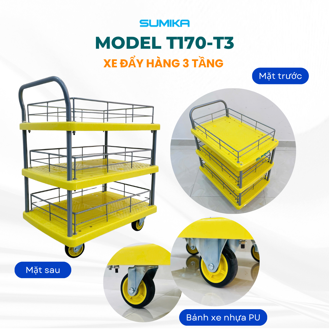 Ưu điểm nổi bật của xe đẩy hàng sàn nhựa Sumika T170-T3