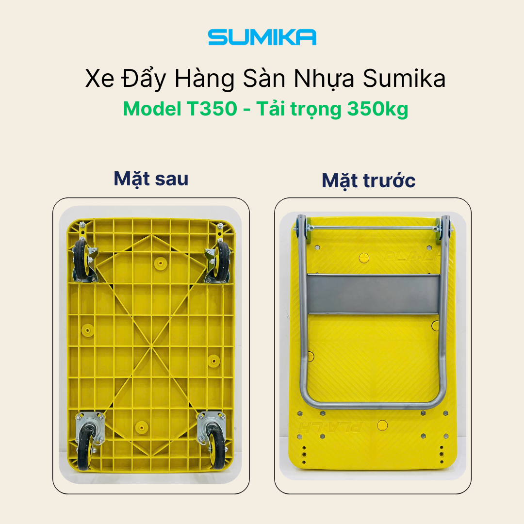 Ưu điểm nổi bật của xe đẩy hàng sàn nhựa Sumika T350