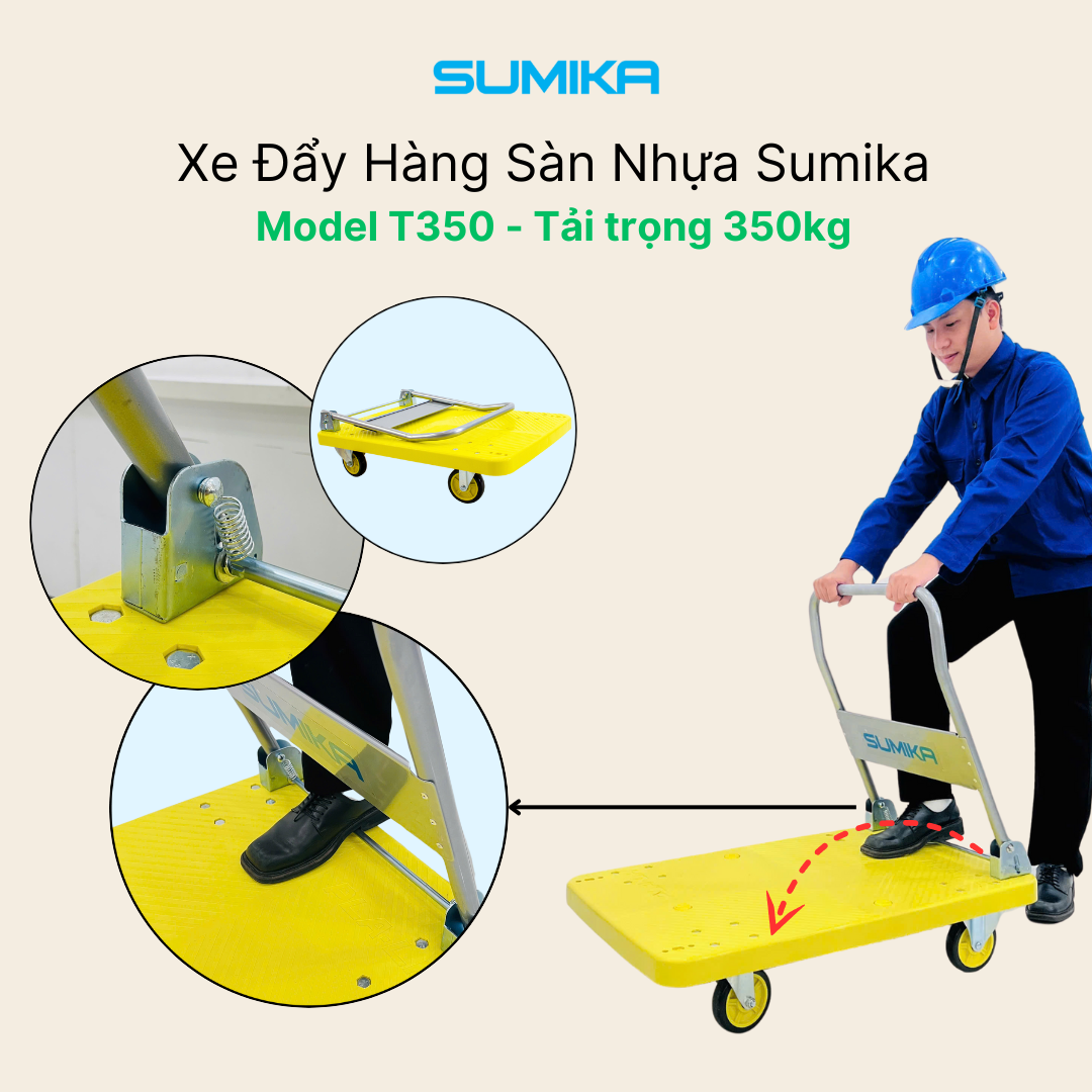 Ưu điểm nổi bật của xe đẩy hàng sàn nhựa Sumika T350