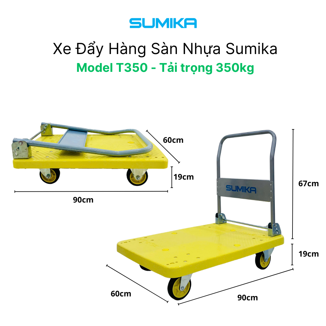 Ưu điểm nổi bật của xe đẩy hàng sàn nhựa Sumika T350