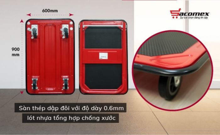 Đặc điểm nổi bật của xe đẩy hàng sàn thép 4 bánh Fujihome HT-430