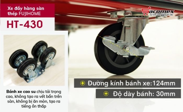 Đặc điểm nổi bật của xe đẩy hàng sàn thép 4 bánh Fujihome HT-430