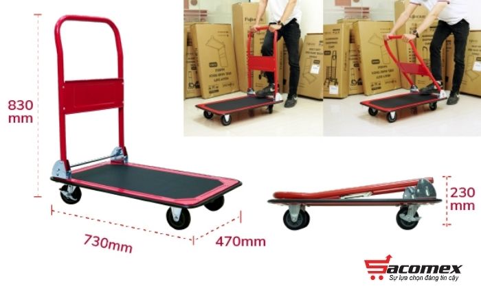 Đặc điểm nổi bật của xe đẩy hàng sàn thép 4 bánh Fujihome HT-430