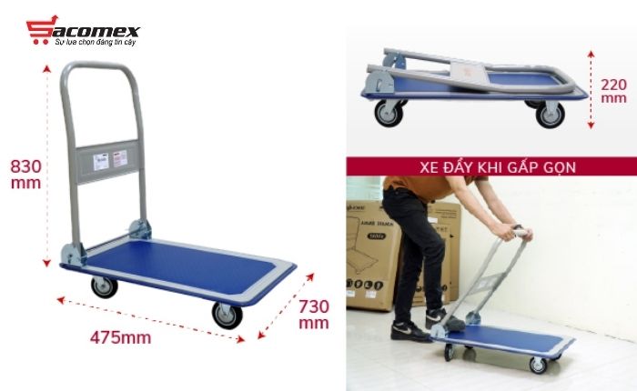 Giới thiệu về xe đẩy hàng sàn thép 4 bánh Fujihome SH150