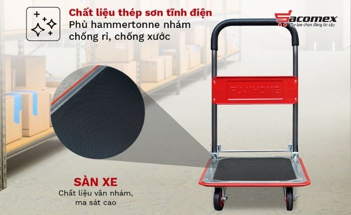 Đặc điểm nổi bật của xe đẩy hàng sàn thép 4 bánh Fujihome SH150N