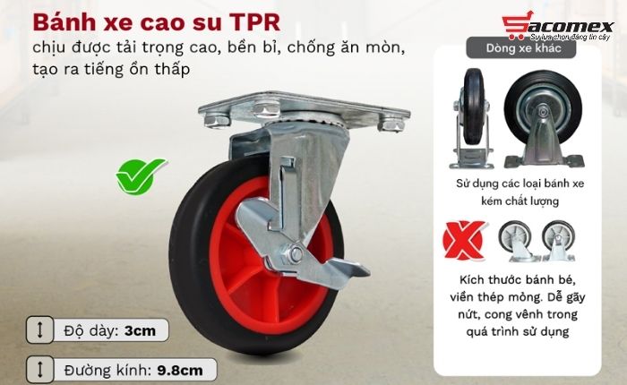 Đặc điểm nổi bật của xe đẩy hàng sàn thép 4 bánh Fujihome SH150N