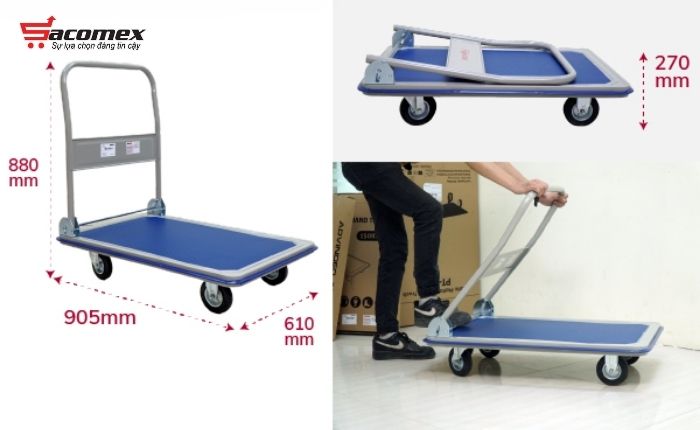 Đặc điểm nổi bật của xe đẩy hàng sàn thép 4 bánh Fujihome SH300