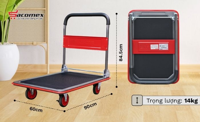 Đặc điểm nổi bật của xe đẩy hàng sàn thép 4 bánh Fujihome SH300N