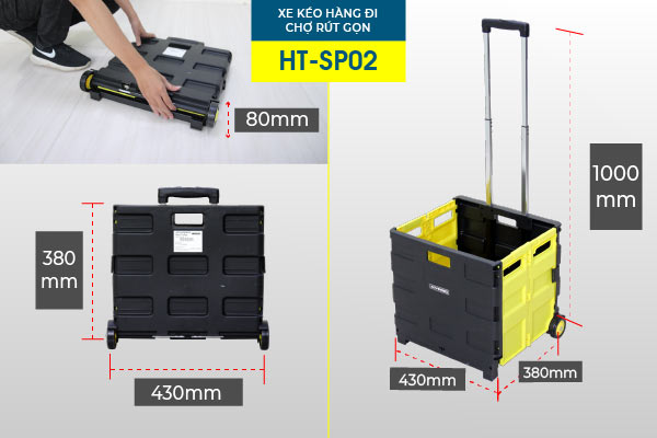 Đặc điểm vượt trội trong thiết kế của xe kéo hàng đi chợ rút gọn ADVINDEQ HT-SP02