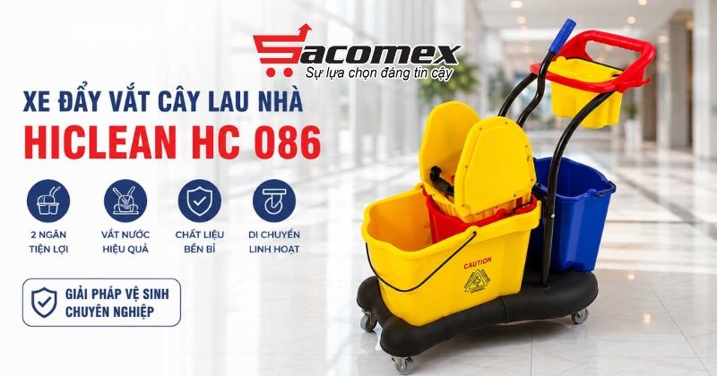 Xe đẩy vắt cây lau nhà 2 ngăn HiClean HC 086