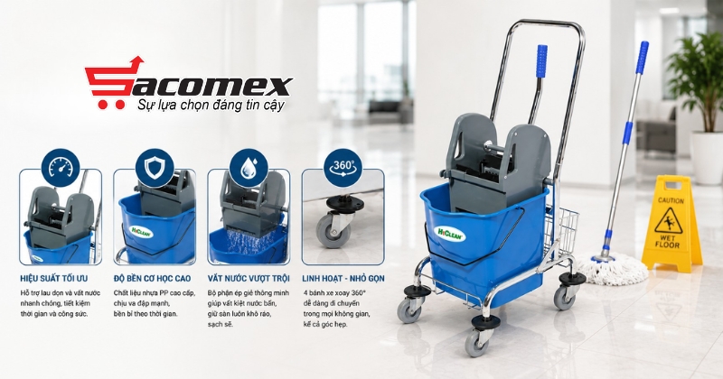 Những ưu điểm nổi bật của xe đẩy vắt nước lau nhà HiClean HC082