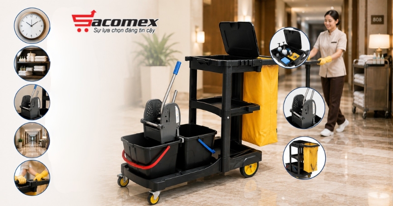 Mục đích và ưu điểm nổi bật của xe đẩy làm vệ sinh HiClean HC180C