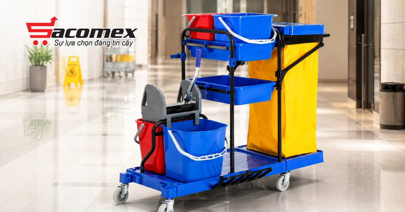 Xe đẩy dọn vệ sinh công nghiệp HiClean HC173