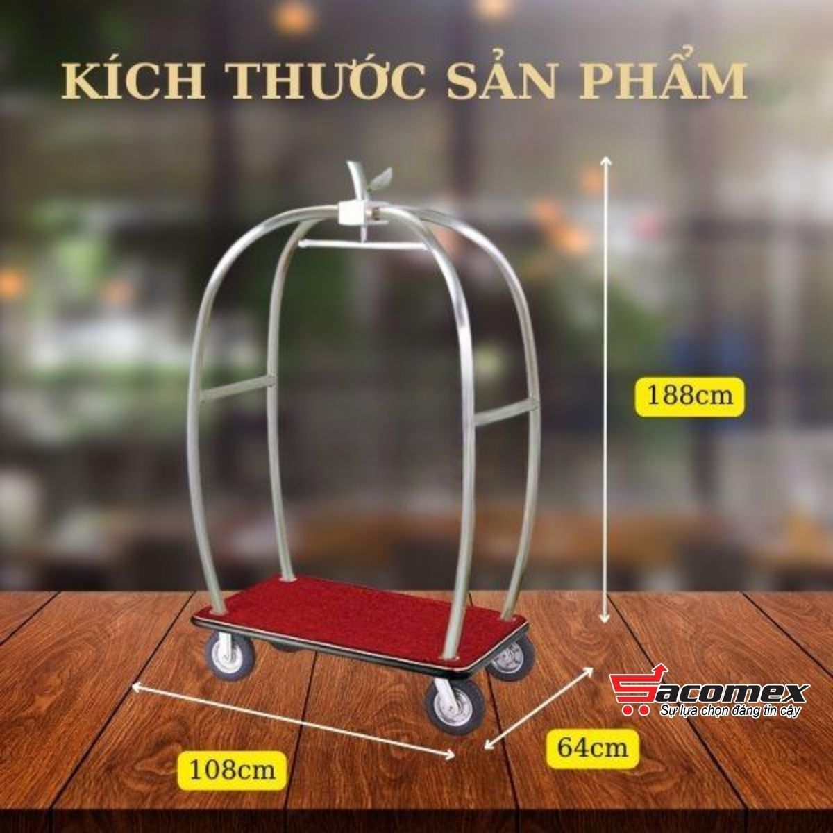 Giới thiệu về xe đẩy hành lý khách sạn inox trắng HTIXL13
