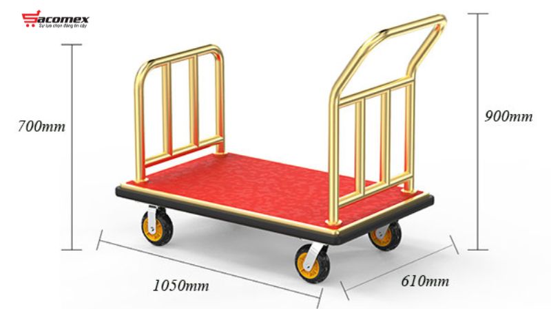 Ưu điểm nổi bật của xe đẩy hành lý khách sạn inox vàng HTD22