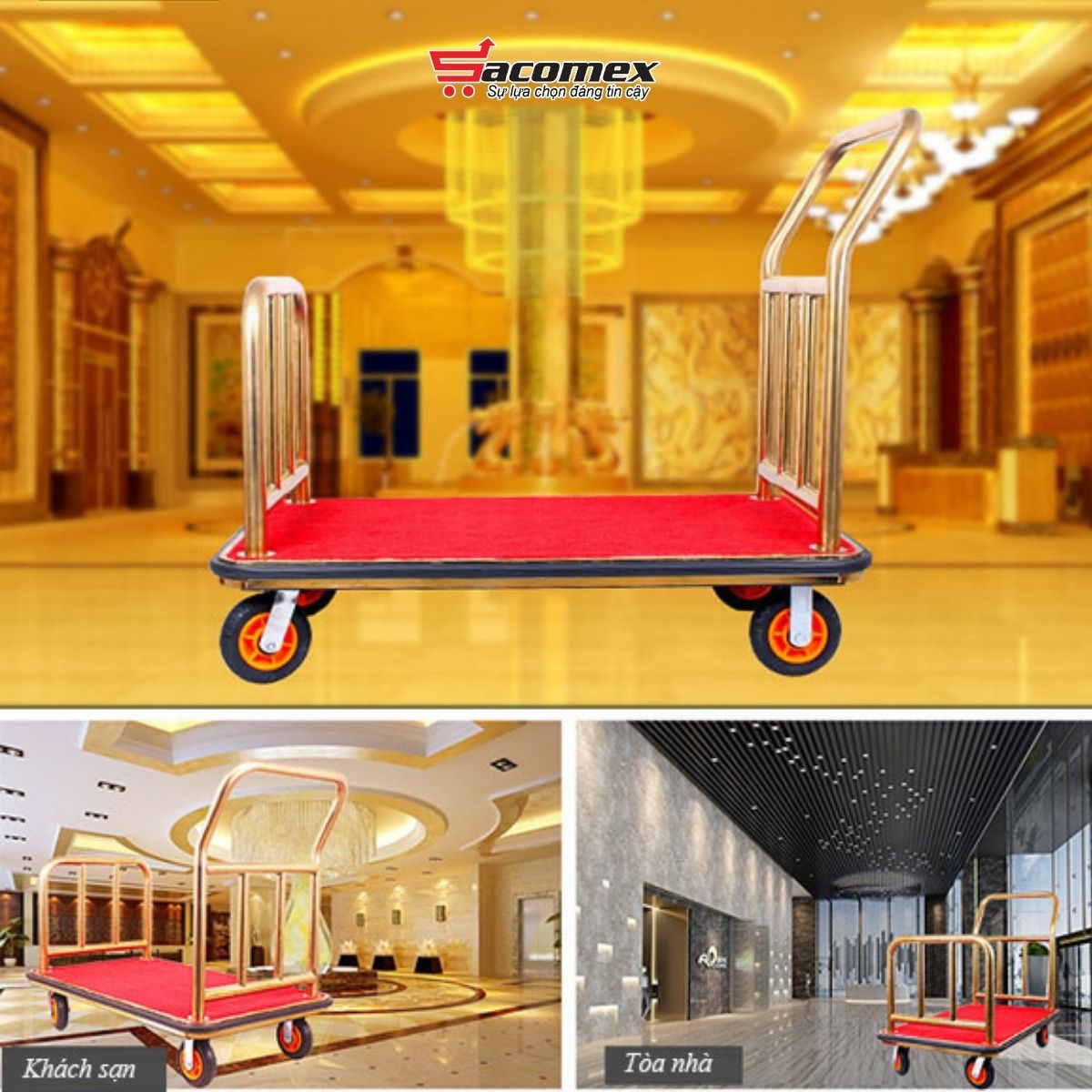  Lợi ích khi sử dụng xe đẩy hành lý khách sạn inox vàng HTD22
