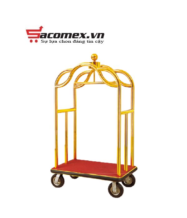 Giới thiệu về xe đẩy hành lý khách sạn inox vàng HTGXL03