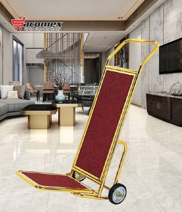Ứng dụng của xe đẩy hành lý khách sạn inox vàng HTIX06-L