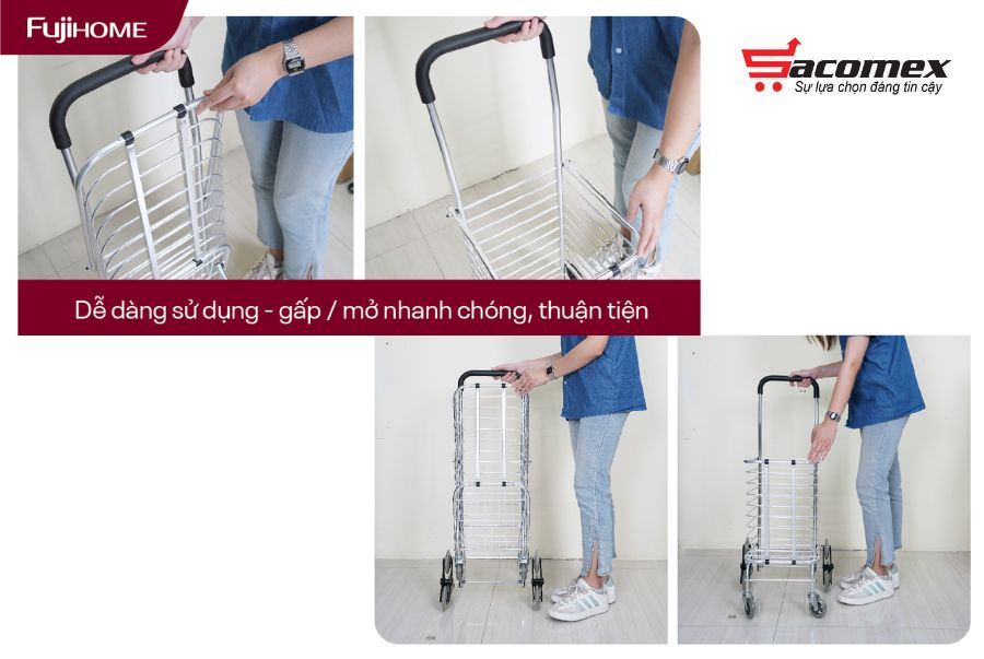 Đặc điểm nổi bật của xe đi chợ gấp gọn, leo cầu thang Fujihome SC-260NEW4