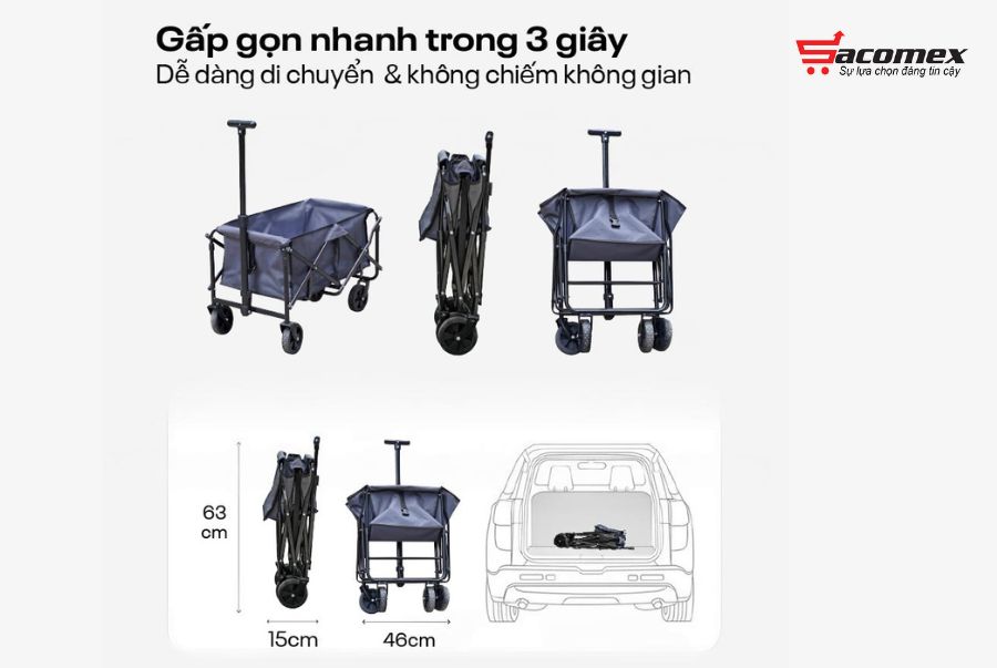 Đặc điểm nổi bật của xe kéo dã ngoại gấp gọn du lịch, cắm trại Fujihome CT-80