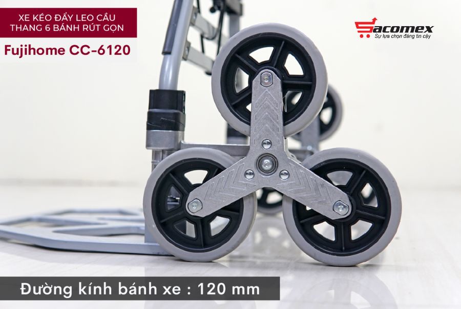 Đặc điểm nổi bật của xe kéo đẩy leo cầu thang 6 bánh rút gọn Fujihome CC-6120