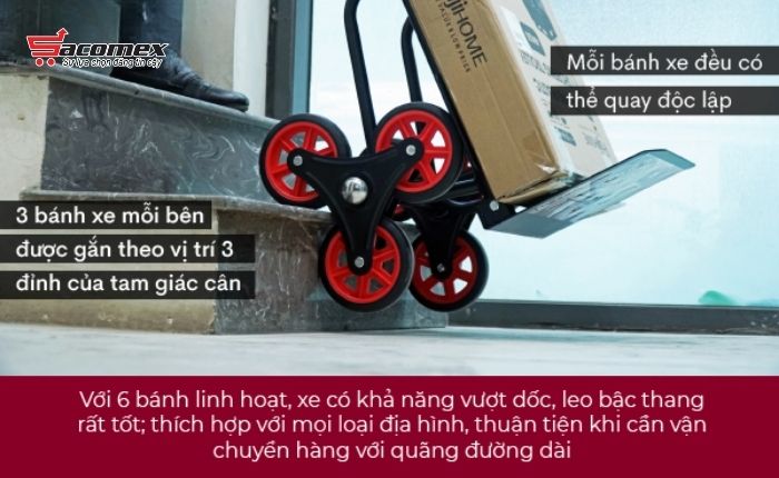 Điểm nổi bật của xe kéo đẩy leo cầu thang 6 bánh rút gọn Fujihome CC-6150