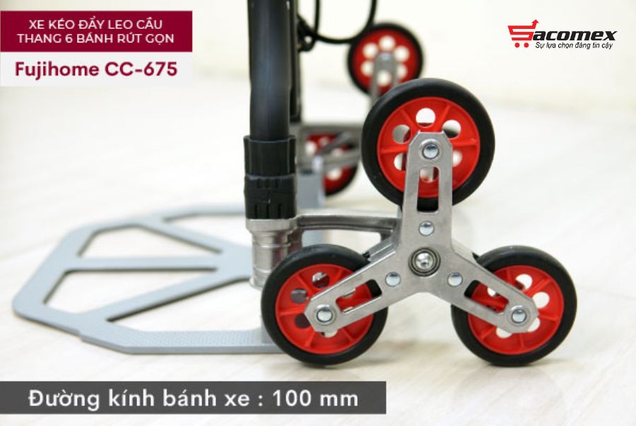 Đặc điểm nổi bật của xe kéo đẩy leo cầu thang 6 bánh rút gọn Fujihome CC-675