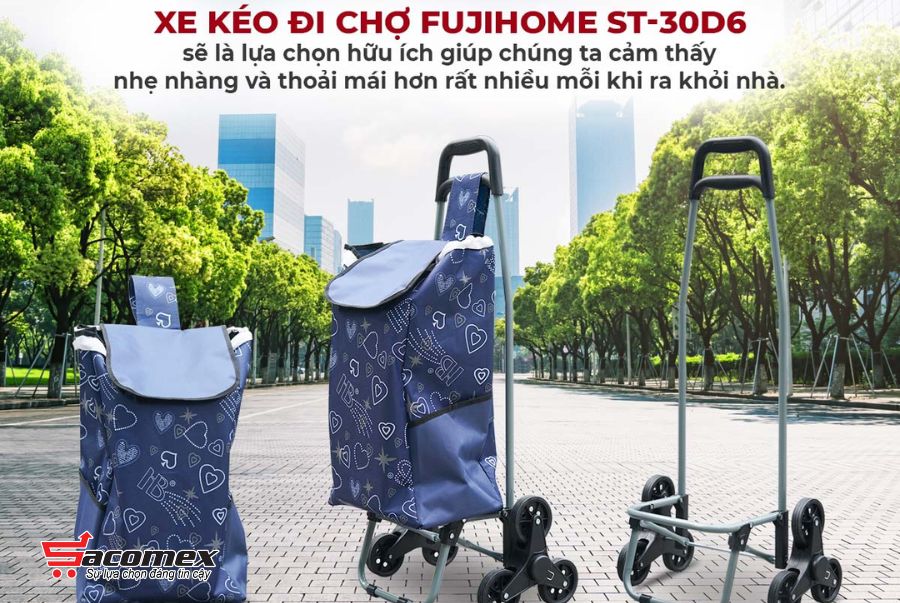 Đặc điểm nổi bật của xe kéo đi chợ leo cầu thang kèm túi tiện lợi Fujihome ST-30D6