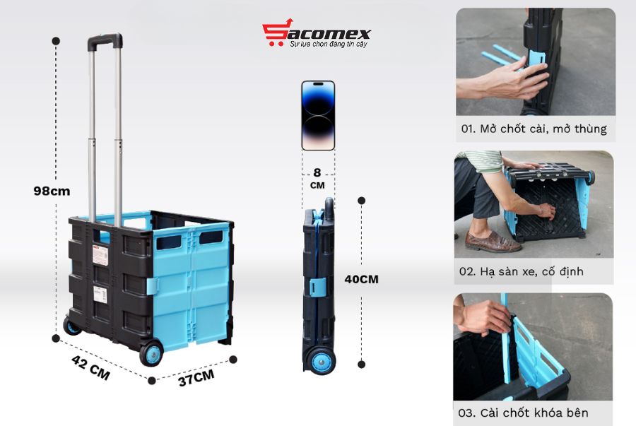 Giới thiệu về xe kéo hàng đi chợ rút gọn Fujihome PT-35C