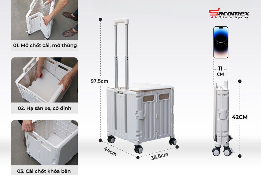 Giới thiệu về xe kéo hàng đi chợ rút gọn Fujihome PT-35F