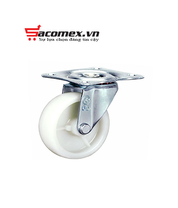 Càng b/xe R đế - PP trắng - không khóa