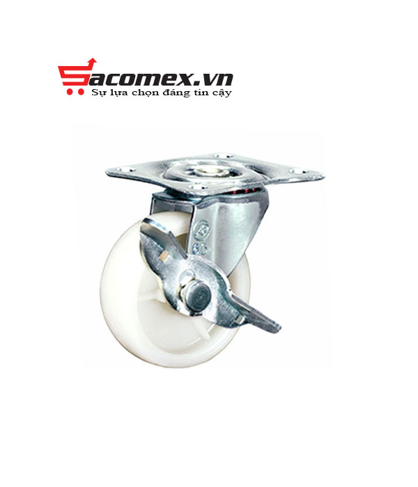 Càng b/xe R đế - PP trắng - không khóa
