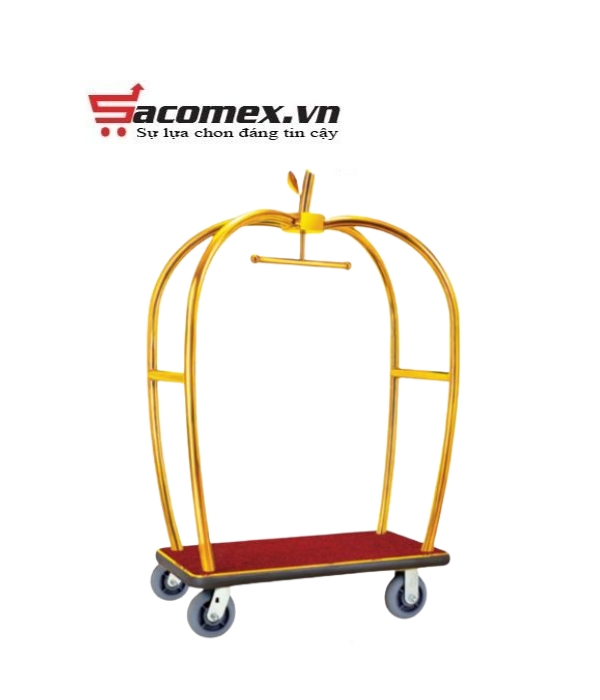 Xe đẩy hành lý khách sạn inox vàng HTGXL13